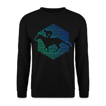Horse Riding Men's Equestrian Racing - Unisex Sweatshirt - black - Front - Alina (178cm) & Michal (187cm)