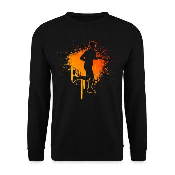 Runner Damen Herren Jogging Marathonläufer - Unisex Pullover - Schwarz - Vorne - Alina (178cm) & Michal (187cm)