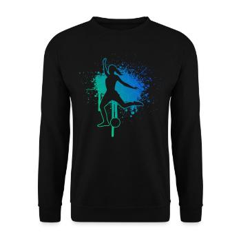 Men's Football Players Football - Unisex Sweatshirt - black - Front - Alina (178cm) & Michal (187cm)