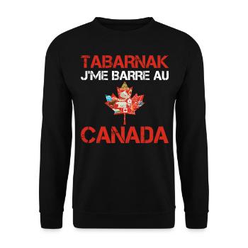 Tabarnak Je Me Barre Au Canada, Feuille D'érable - Sweat-shirt Unisexe - noir - Devant - Alina (178cm) & Michal (187cm)