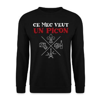 Ce mec veut un picon, amateur de bières - Sweat-shirt Unisexe - noir - Devant - Alina (178cm) & Michal (187cm)