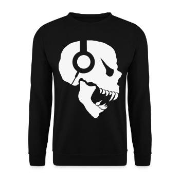 Totenkopf mit Kopfhörer - Vampir - Unisex Pullover - Schwarz - Vorne - Alina (178cm) & Michal (187cm)