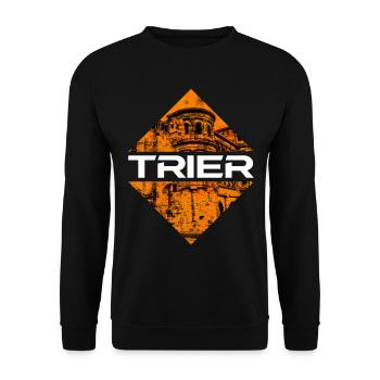Trier Deutschland Stadt Skyline Heimat Liebe - Unisex Pullover - Schwarz - Vorne - Alina (178cm) & Michal (187cm)