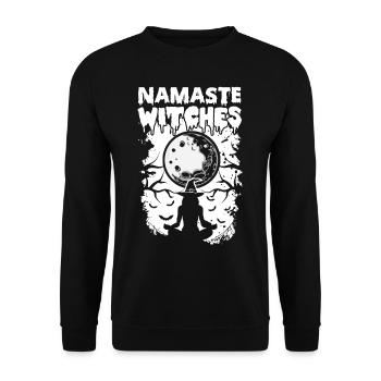 Namaste Witches Meditation Hexe - Unisex Pullover - Schwarz - Vorne - Alina (178cm) & Michal (187cm)