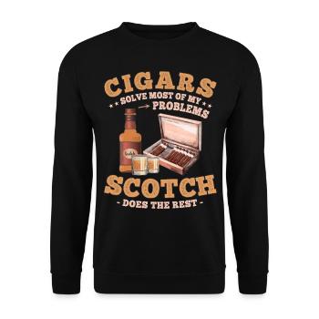 Funny Cigar Sayings for Whiskey and Cigars Lovers - Unisex Sweatshirt - black - Front - Alina (178cm) & Michal (187cm)
