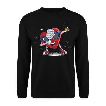 Pickleball Dabbing Heart Valentines Day Pickleball - Unisex Sweatshirt - black - Front - Alina (178cm) & Michal (187cm)