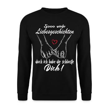 Valentinstag - Jahrestag - Verliebte Paare - Unisex Pullover - Schwarz - Vorne - Alina (178cm) & Michal (187cm)