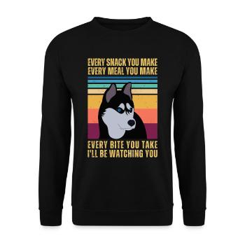 HUSKY BEOBACHTEN - Unisex Pullover - Schwarz - Vorne - Alina (178cm) & Michal (187cm)