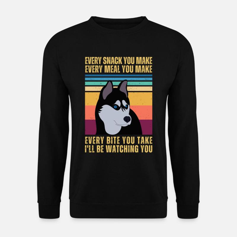 WATCHING HUSKY - Unisex Sweatshirt - black