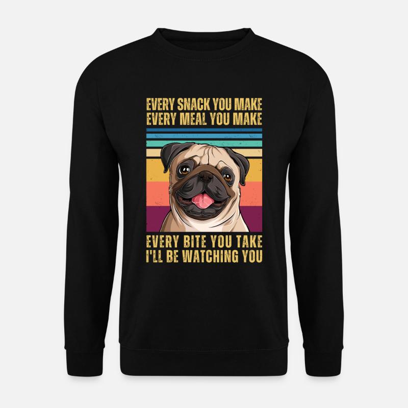 Mops beobachten - Unisex Pullover - Schwarz