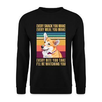 CORGI BEOBACHTEN - Unisex Pullover - Schwarz - Vorne - Alina (178cm) & Michal (187cm)
