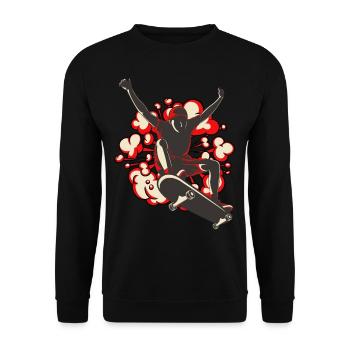 Skateboard retrorote Explosion - Unisex Pullover - Schwarz - Vorne - Alina (178cm) & Michal (187cm)