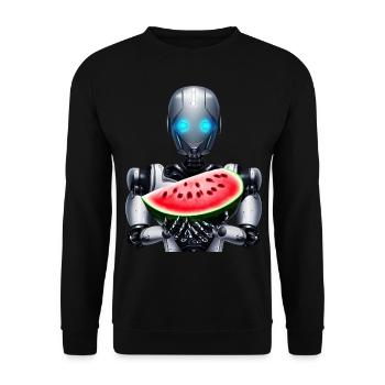 Wassermelone für den Roboter - Unisex Pullover - Schwarz - Vorne - Alina (178cm) & Michal (187cm)