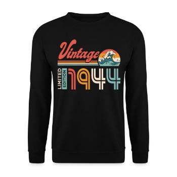 1944 Birthday Gift Born in 1944 - Unisex Sweatshirt - black - Front - Alina (178cm) & Michal (187cm)