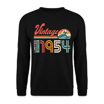 1954 Geburtstagsgeschenk Jahrgang 1954 - Unisex Pullover - Schwarz - Vorne - Alina (178cm) & Michal (187cm)