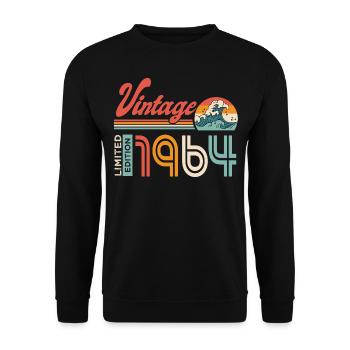 1964 Birthday Gift Born in 1964 - Unisex Sweatshirt - black - Front - Alina (178cm) & Michal (187cm)