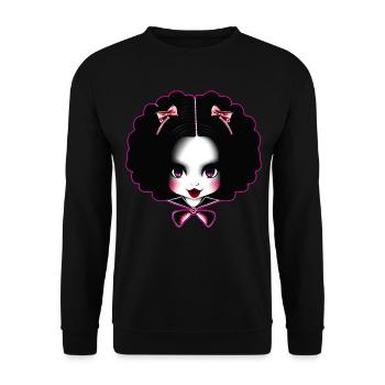 Gothic girl en face with red lipstick - Unisex Sweatshirt - black - Front - Alina (178cm) & Michal (187cm)