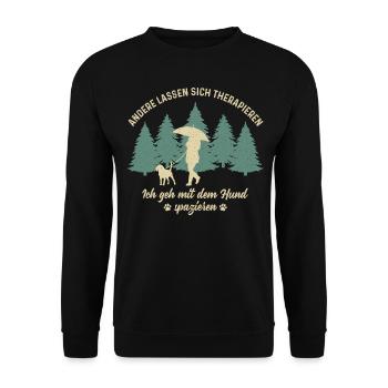 Frauchen Hund Gassi gehen Therapie Hundebesitzerin - Unisex Pullover - Schwarz - Vorne - Alina (178cm) & Michal (187cm)