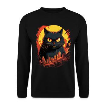 Le chat détruit la grande ville en colère maléfique Art moderne - Sweat-shirt Unisexe - noir - Devant - Alina (178cm) & Michal (187cm)