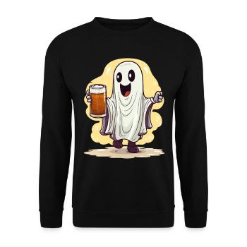 Halloween Ghost Ghost Beer Alcohol Funny - Unisex Sweatshirt - black - Front - Alina (178cm) & Michal (187cm)