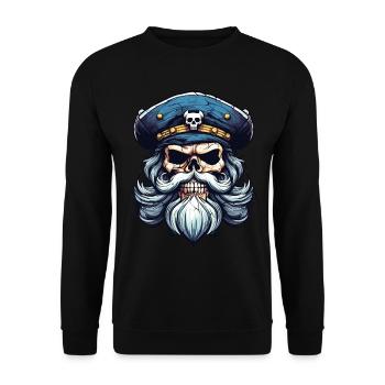 Sailor Skull Skull Captain Ahoy Ship - Unisex Sweatshirt - black - Front - Alina (178cm) & Michal (187cm)