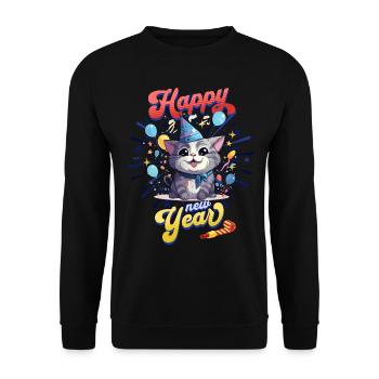 Réveillon du Nouvel An Chat Bonne Année Fête du Nouvel An Célébration - Sweat-shirt Unisexe - noir - Devant - Alina (178cm) & Michal (187cm)