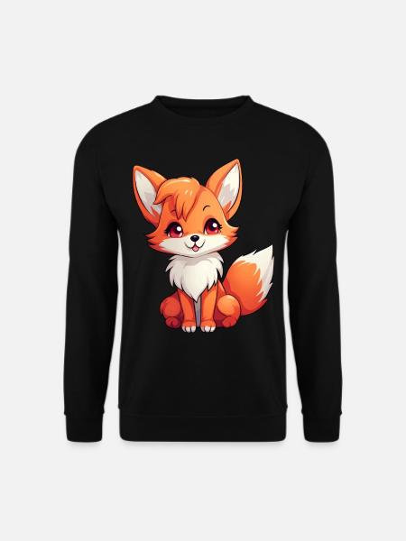 Lustiger Kawaii-Fuchs zum Liebhaber von Anime und Manga - Unisex Pullover - Schwarz