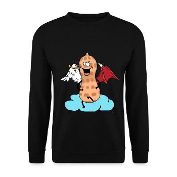Celestial Peanut Angel Little Devil Cloud Nut - Unisex Sweatshirt - black - Front - Alina (178cm) & Michal (187cm)
