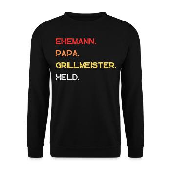 Husband dad grill master hero cool gift idea - Unisex Sweatshirt - black - Front - Alina (178cm) & Michal (187cm)