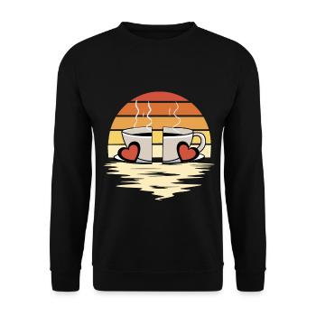 Tasse à café rétro de la Saint-Valentin pour deux années 80 90 - Sweat-shirt Unisexe - noir - Devant - Alina (178cm) & Michal (187cm)