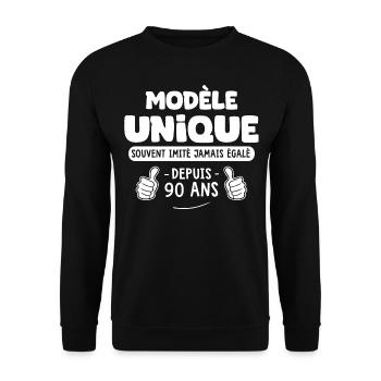 anniversaire 90 ans modèle unique depuis 90 ans - Sweat-shirt Unisexe - noir - Devant - Alina (178cm) & Michal (187cm)