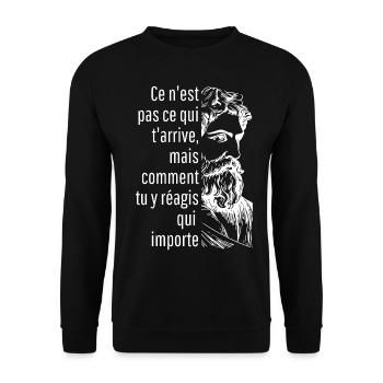 ce n'est pas ce qui t'arrive mais - Sweat-shirt Unisexe - noir - Devant - Alina (178cm) & Michal (187cm)