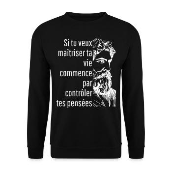 commence par contrôler tes pensées - Sweat-shirt Unisexe - noir - Devant - Alina (178cm) & Michal (187cm)