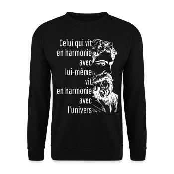 celui qui vit en harmonie avec lui-même - Sweat-shirt Unisexe - noir - Devant - Alina (178cm) & Michal (187cm)
