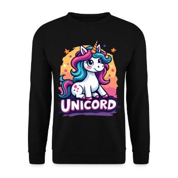 Unicord - Licorne mignonne avec une touche amusante - Sweat-shirt Unisexe - noir - Devant - Alina (178cm) & Michal (187cm)