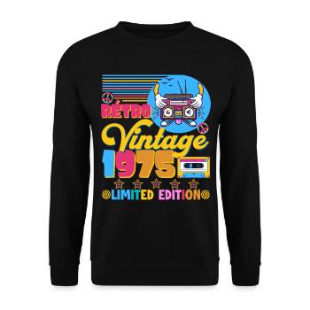 rétro vintage 1975 - Sweat-shirt Unisexe - noir - Devant - Alina (178cm) & Michal (187cm)