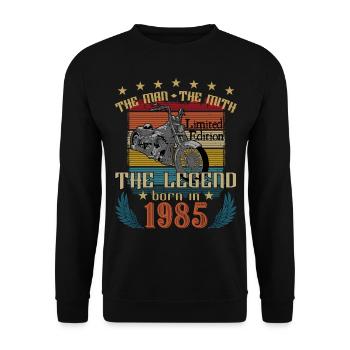 biker born 1985 - Sweat-shirt Unisexe - noir - Devant - Alina (178cm) & Michal (187cm)