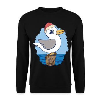 maritime Santa Claus St. Nicholas Seagull Seagulls - Unisex Sweatshirt - black - Front - Alina (178cm) & Michal (187cm)