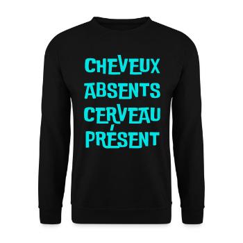 cheveux absents, cerveau présent - Sweat-shirt Unisexe - noir - Devant - Alina (178cm) & Michal (187cm)