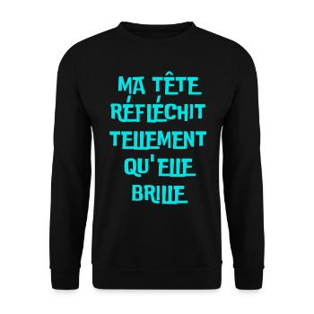 Ma tête réfléchit tellement qu'elle brille - Sweat-shirt Unisexe - noir - Devant - Alina (178cm) & Michal (187cm)