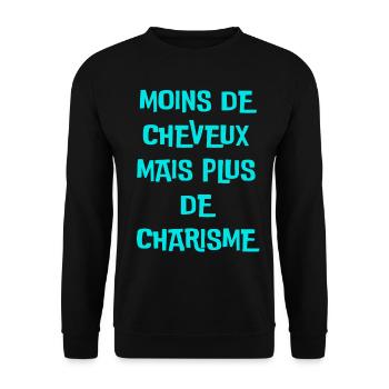 moins de cheveux, plus de charisme - Sweat-shirt Unisexe - noir - Devant - Alina (178cm) & Michal (187cm)