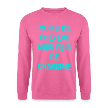 moins de cheveux, plus de charisme - Sweat-shirt Unisexe - rose - Devant