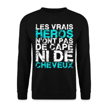 pas de cape ni de cheveux - Sweat-shirt Unisexe - noir - Devant - Alina (178cm) & Michal (187cm)