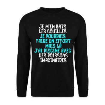 je m'en bats les couilles, piscine poissons - Sweat-shirt Unisexe - noir - Devant - Alina (178cm) & Michal (187cm)