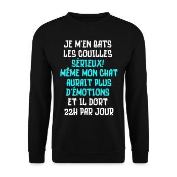 je m'en bats les couilles même mon chat - Sweat-shirt Unisexe - noir - Devant - Alina (178cm) & Michal (187cm)