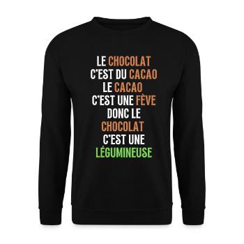 le chocolat c'est du cacao - Sweat-shirt Unisexe - noir - Devant - Alina (178cm) & Michal (187cm)