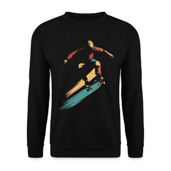 Skateboard Retro vintage Skating Skateboarding - Unisex Pullover - Schwarz - Vorne - Alina (178cm) & Michal (187cm)