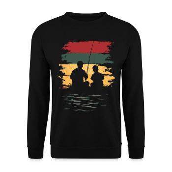 Father Son Fishing Fishing Vintage - Unisex Sweatshirt - black - Front - Alina (178cm) & Michal (187cm)