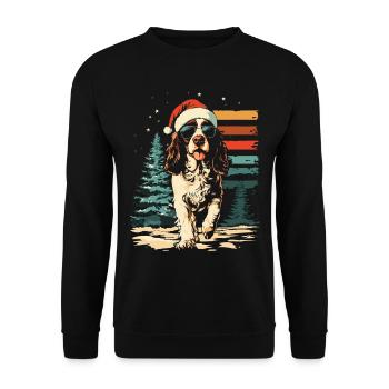 English Springer Spaniel Weihnachten - Unisex Pullover - Schwarz - Vorne - Alina (178cm) & Michal (187cm)