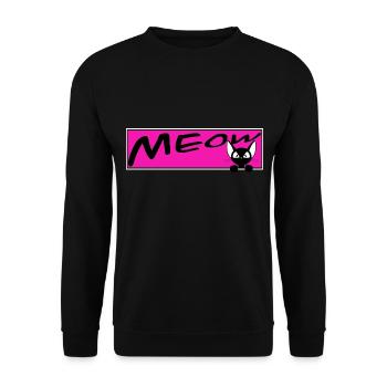 süße Katze MEOW Katzen Kater Miezekatze - Unisex Pullover - Schwarz - Vorne - Alina (178cm) & Michal (187cm)